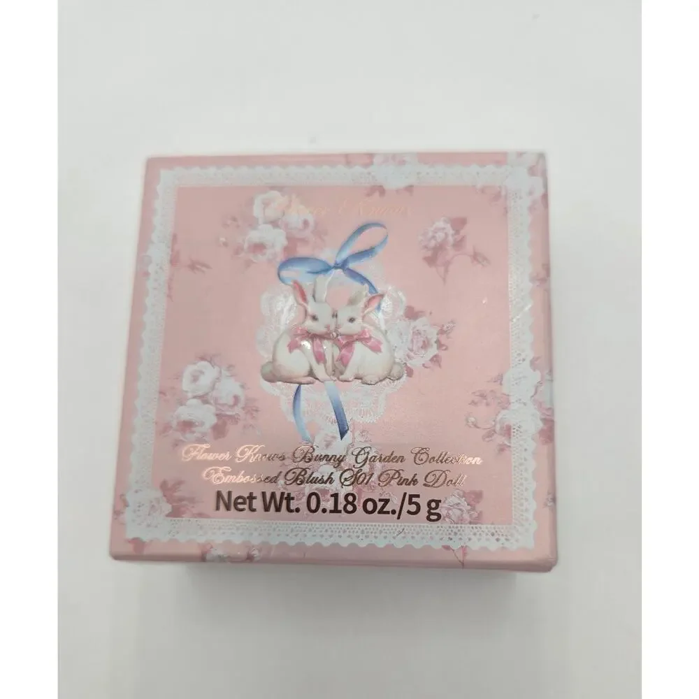 Flower Knows Bunny Garden Heart Embossed Blush New Open Box